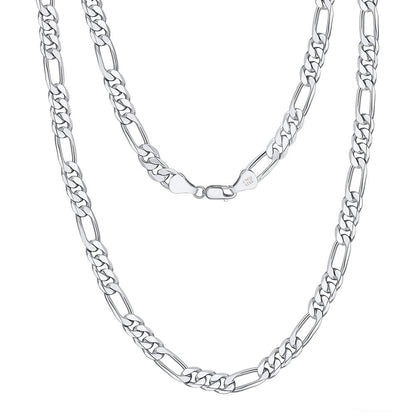 45cm(18inches) / SC34-P-7.0 18K Gold Hiphop Jewelry  - 925 Sterling Silver Necklace - 7.0mm Diamond-Cut Figaro Chain