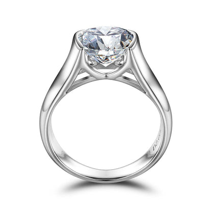 5 / 2ct-White Gold 925 Sterling Silver 8mm 2ct VVS Moissanite Diamond Engagement Ring