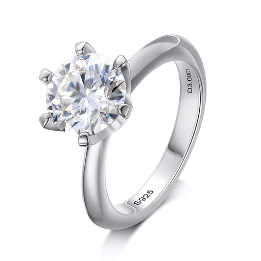 6 / 3ct-White Gold 925 Sterling Silver 3ct 9mm VVS Moissanite Women Wedding Engagement Ring