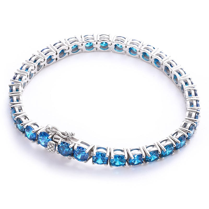 6inches(15cm) / 3mm 925 Sterling Silver Blue VVS Moissanite Diamond Tennis Chain Bracelet