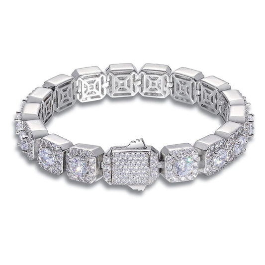7inches(178mm) / 5mm-White Gold Fine Iced Out 10mm 925 Sterling Silver VVS Moissanite Tennis Chain Bracelet