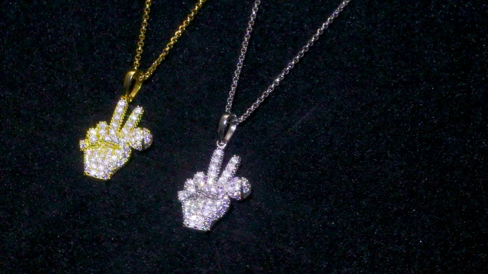 925 Silver Iced Out Moissanite Mic Charm Pendant Necklace