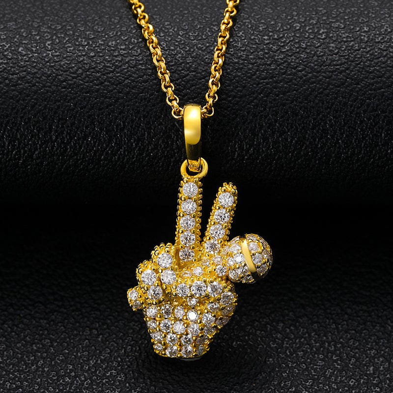 925 Silver Iced Out Moissanite Mic Charm Pendant Necklace