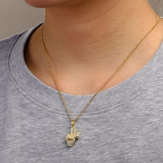 925 Sterling Zilveren Ketting - Iced Out Moissanite Mic Hanger