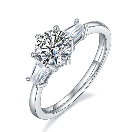 925 Sterling Silver  Engagement Rings- 1.0ct  Moissanite Diamond Ring Jewelry