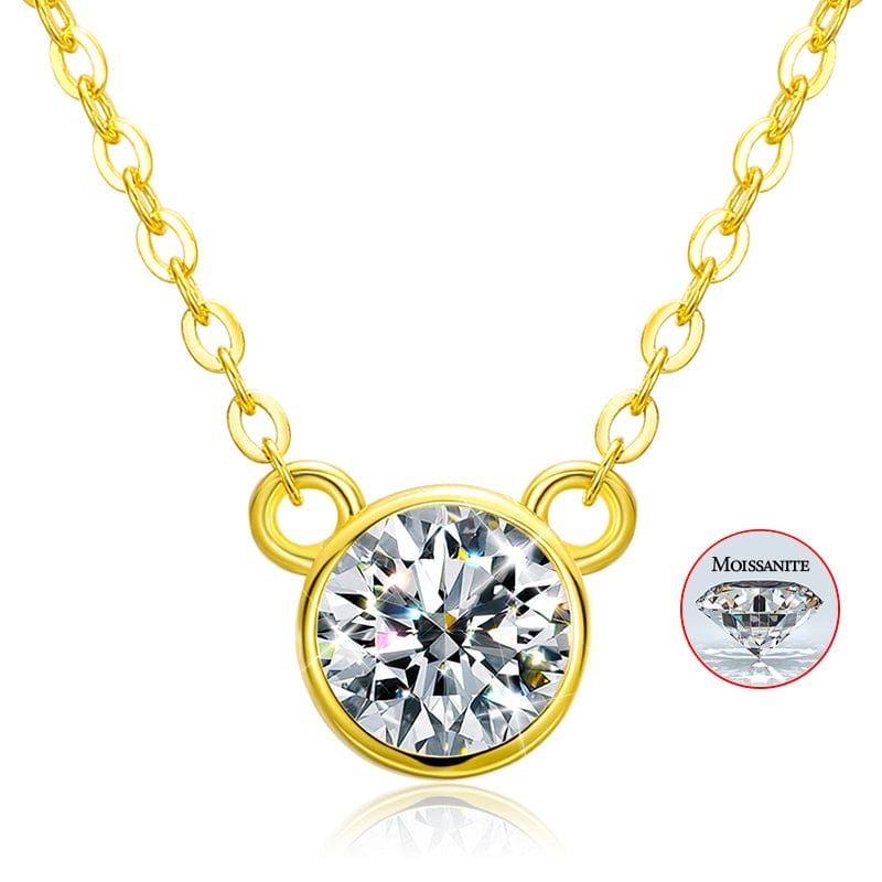 925 Sterling Silver 6.5mm -  1ct VVS Moissanite Diamond Solitaire Engagement Pendant Necklace
