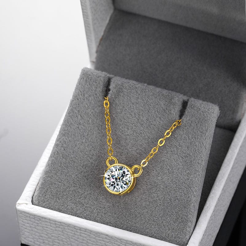 925 Sterling Silver 6.5mm -  1ct VVS Moissanite Diamond Solitaire Engagement Pendant Necklace