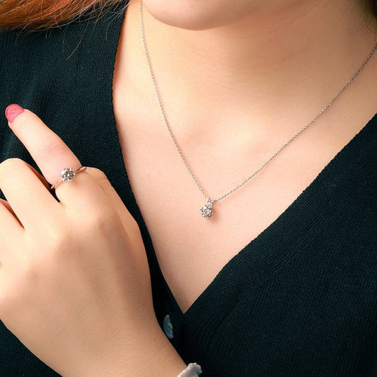 925 Sterling Zilveren Ketting - Zes Prong VVS1 - 1Ct Moissanite Diamant Hanger