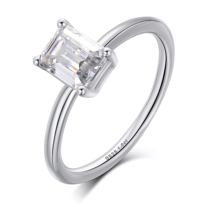 Sterling Silver 3-Stone Emerald Cut CZ Cocktail Wedding Engagement Ring  #R1735-01 – BERRICLE