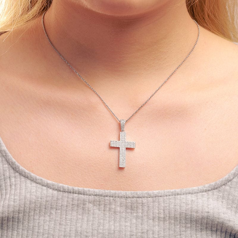 925 Sterling Silver  Full  - VVS Moissanite Diamond Iced Out Cross Pendant Necklace