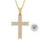 925 Sterling Silver Two Row -  VVS Moissanite Diamond Cross Pendant Necklace With Chain
