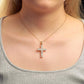 925 Sterling Silver Two Row -  VVS Moissanite Diamond Cross Pendant Necklace With Chain