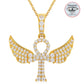 925 Sterling Silver  - VVS Moisasnite Diamond Wing Ankh Cross Pendant Necklace