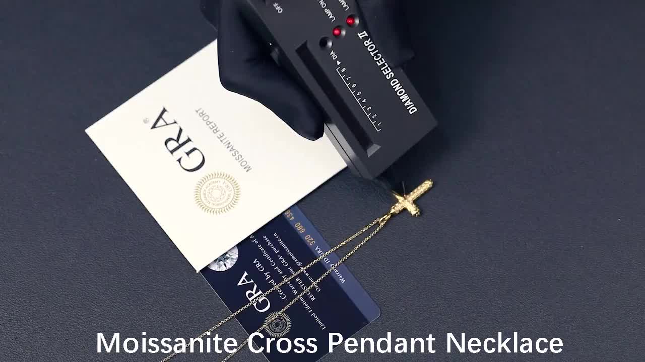 925 Sterling Silver - VVS Moissanite Diamond Cross Pendant Necklace