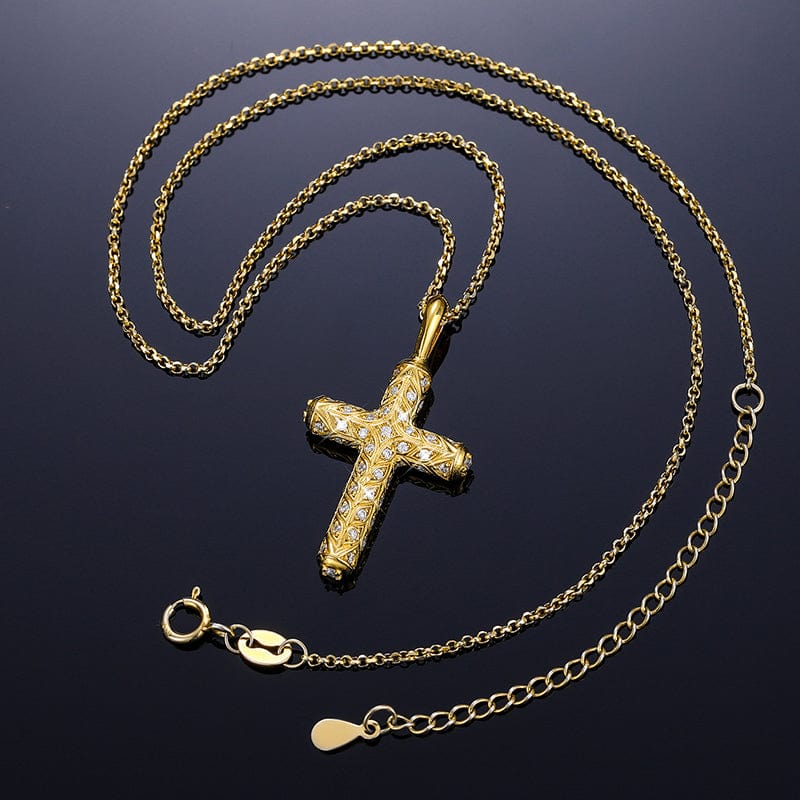 925 Sterling Silver - VVS Moissanite Diamond Cross Pendant Necklace