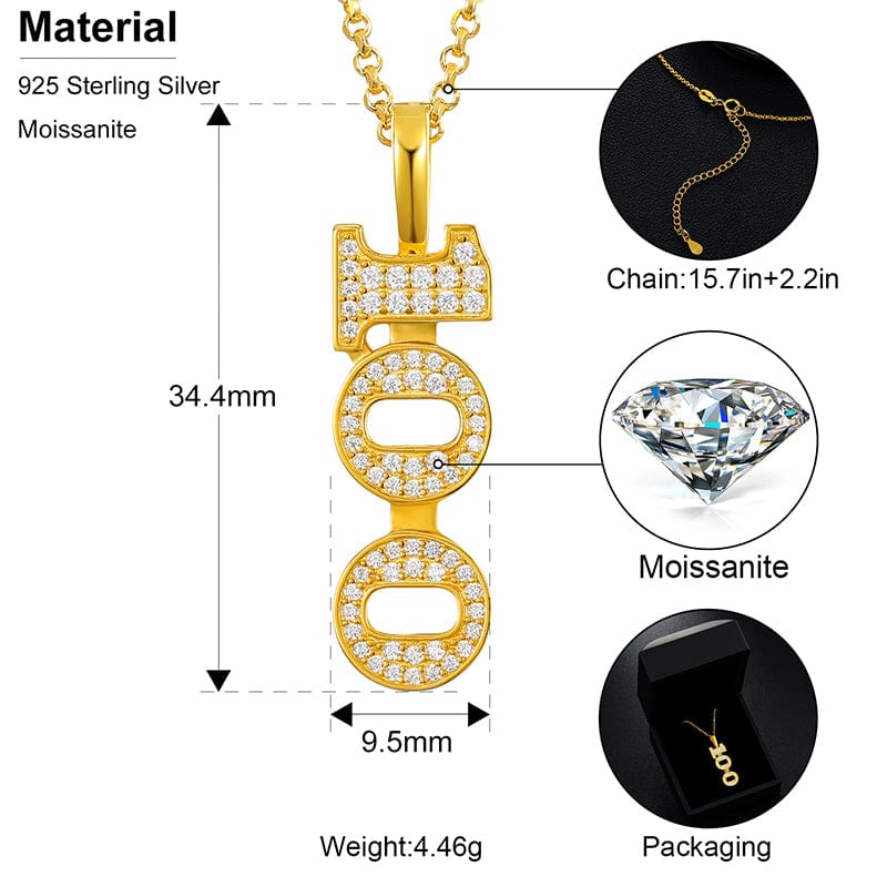925 VVS Moissanite $100 Charm Pendant Necklace