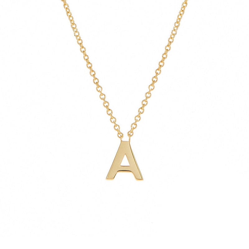 A / 14K Solid Gold Solid  Gold Personalized Letter Name Necklace