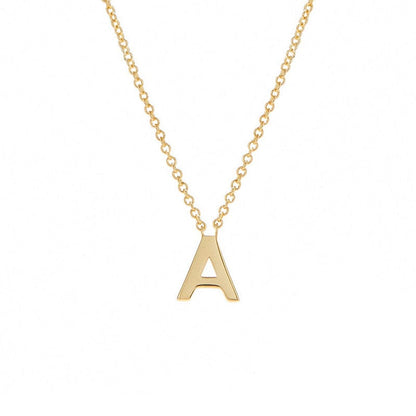 A / 14K Solid Gold Solid  Gold Personalized Letter Name Necklace