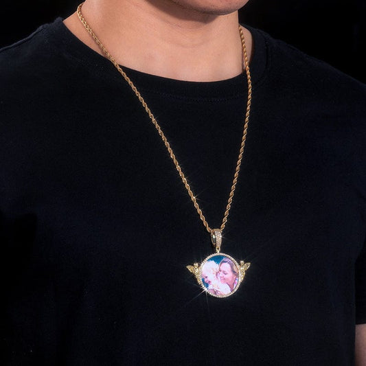 18K Gold Plated Angel Chain - Iced Out ZIrcon  Pendant
