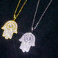 Arab Jewellery Pure Silver - VVS Moissanite Hamsa Hand Charm Pendant Necklace Lucky Charm For Men Women
