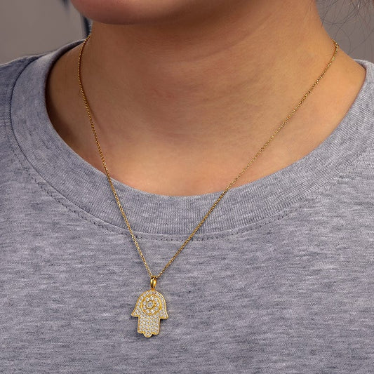 925 Sterling Zilveren Ketting - VVS Moissanite Hamsa Hand Hanger