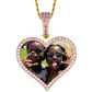 Blue Gold Custom Heart Shape Iced Out Cuban Chain Photo Pendant Designer Charms For Jewelry Making