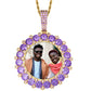 Blue Gold Custom Round Shape Gold Plated Necklace Bling Silver Jewelry Picture Pendant For Men Women