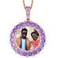 Blue Rose Gold Custom Round Shape Gold Plated Necklace Bling Silver Jewelry Picture Pendant For Men Women