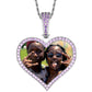 Blue Silver Custom Heart Shape Iced Out Cuban Chain Photo Pendant Designer Charms For Jewelry Making