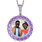 Blue Silver Custom Round Shape Gold Plated Necklace Bling Silver Jewelry Picture Pendant For Men Women