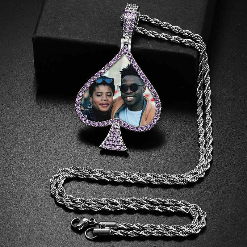 Blue Silver Peach Heart Simplicity Locket Necklace Photo Pendant Gold Filled Hip Hop Charms Iced Out Picture Pendant