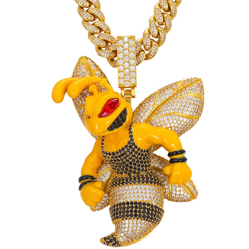 Brass,Zircon 925 Sterling Silver VVS Moissanite Custom Queen Bee Pendant With Cuban Link Chain