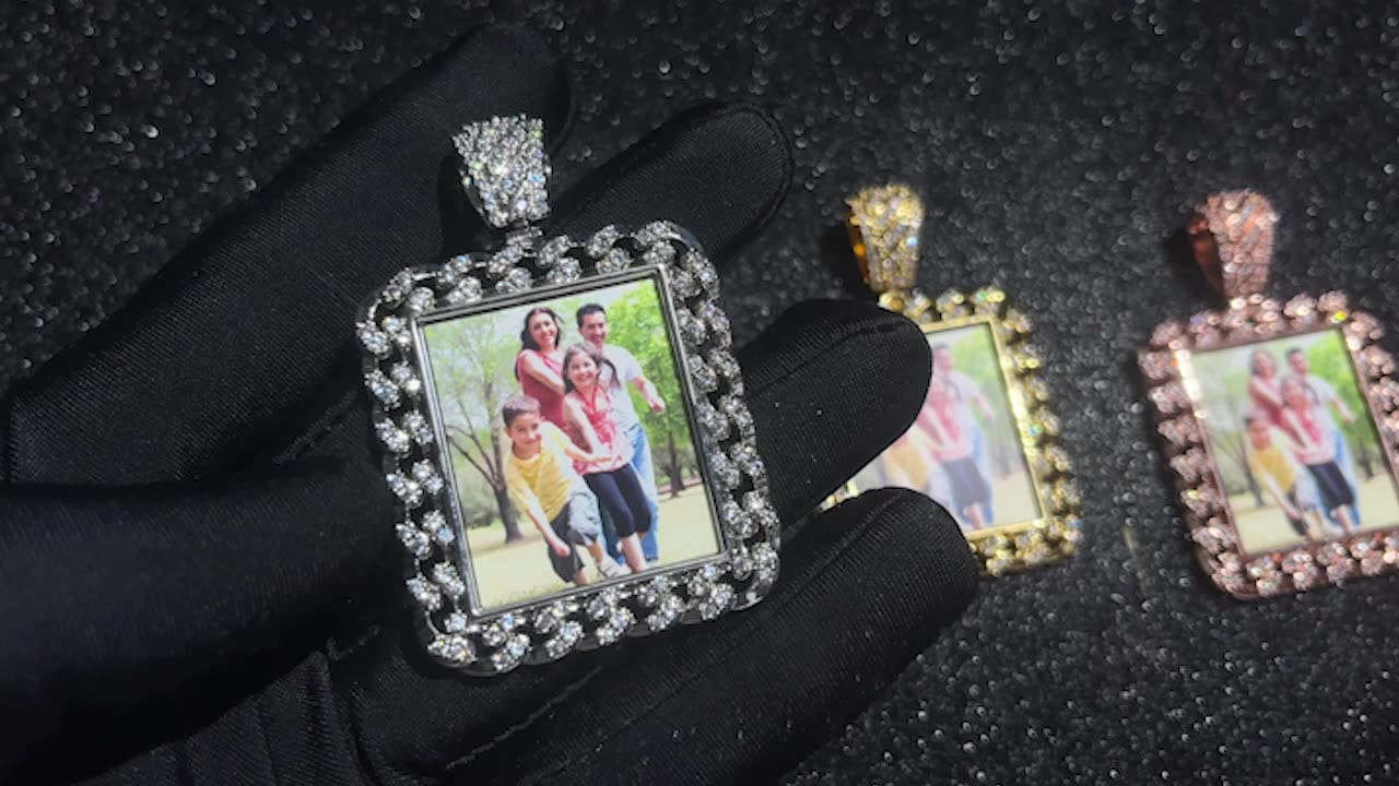Cuban Link Chain Shape Custom Photo Pendant Necklace Hip Hop Iced Out Picture Pendant