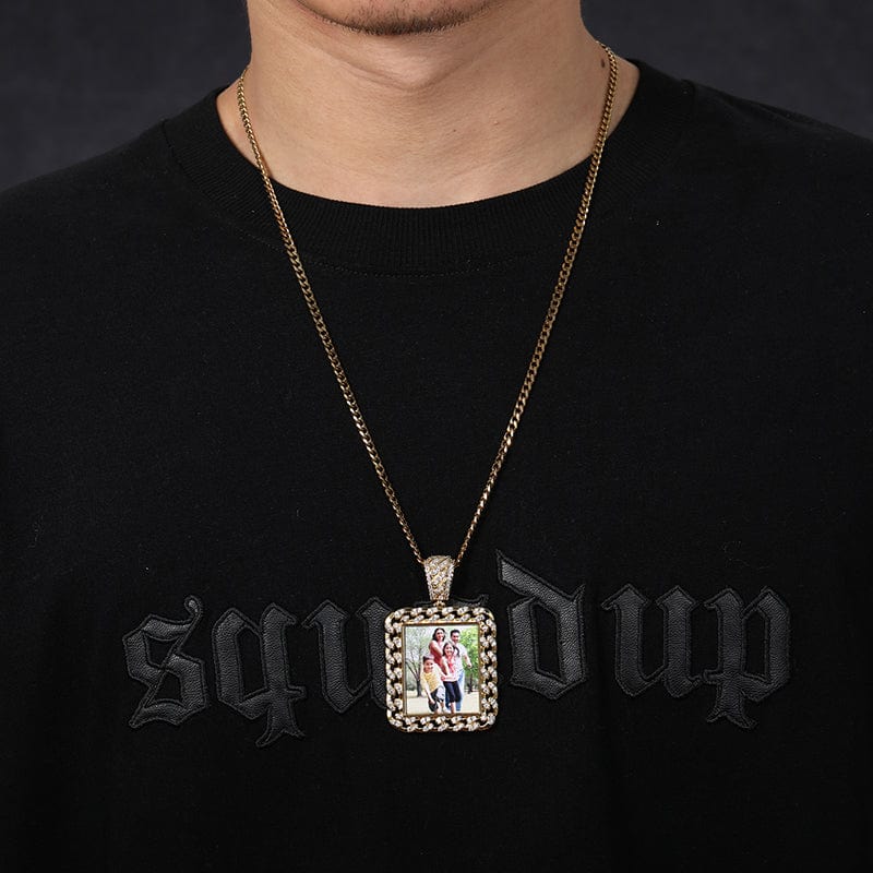 Cuban Link Chain Shape Custom Photo Pendant Necklace Hip Hop Iced Out Picture Pendant
