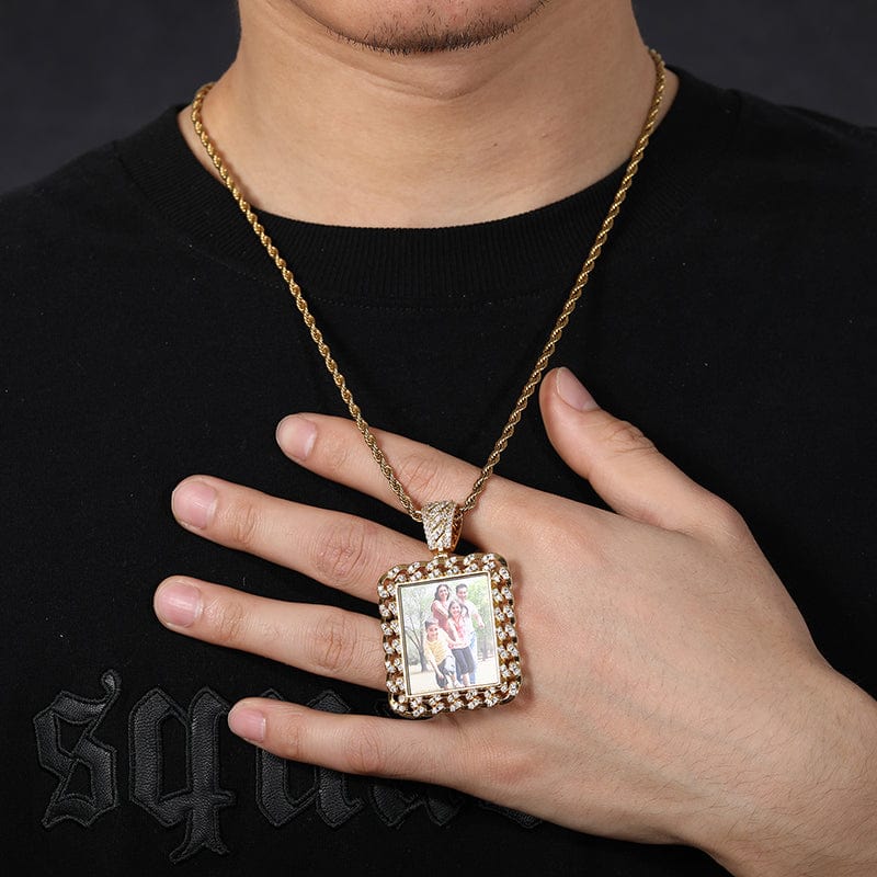 Cuban Link Chain Shape Custom Photo Pendant Necklace Hip Hop Iced Out Picture Pendant