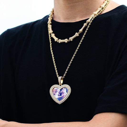 Custom Heart Shape Pendant - 18k Gold Plated Cuban Chain