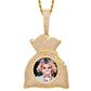Custom Hip Hop Gold Plated Bag Charms Silver Jewelry Locket Photo Pendant Iced Out Crystal Pendant With Picture
