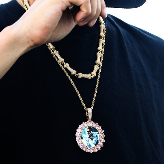 Custom Round Shape Gold Plated  Pendant Necklace