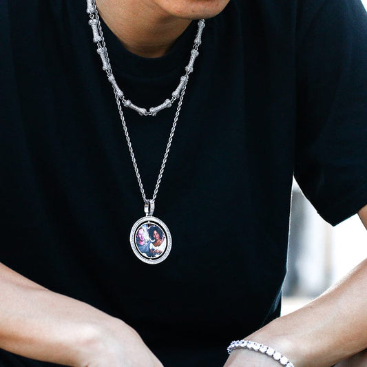 Custom Gold Plated Necklace  - Iced Out Baguette Crystal  Pendant
