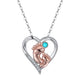 Cute Footmark Charms Necklace - Pure Gold  Natural Turquoise Heart Pendant