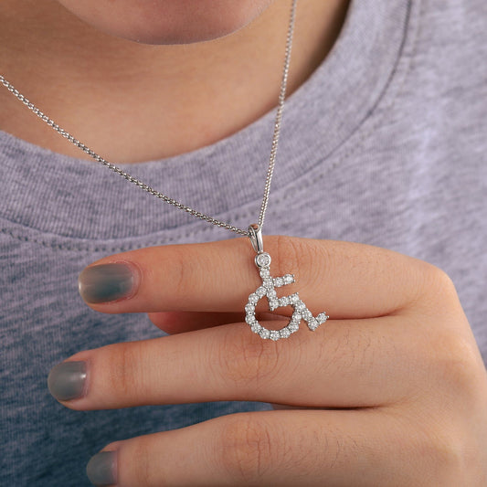 925 Sterling Zilveren Ketting - Verguld - Moissanite Rolstoel Hanger