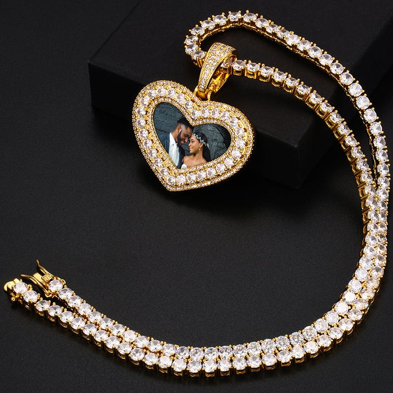 Designer Charms Locket Necklace Pendant Iced Out Gold Plated Custom Photo Pendant