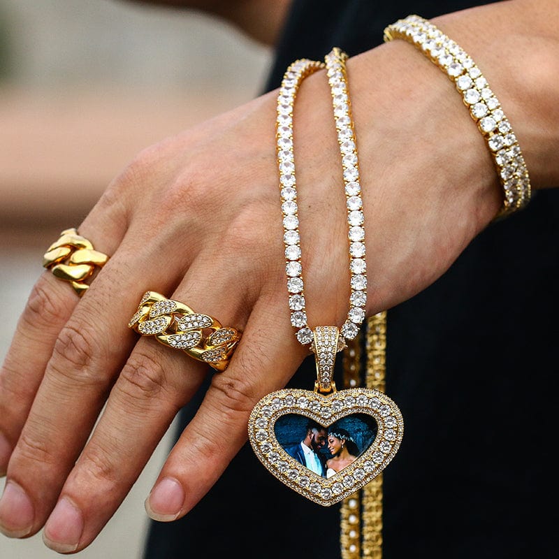 Designer Charms Locket Necklace Pendant Iced Out Gold Plated Custom Photo Pendant
