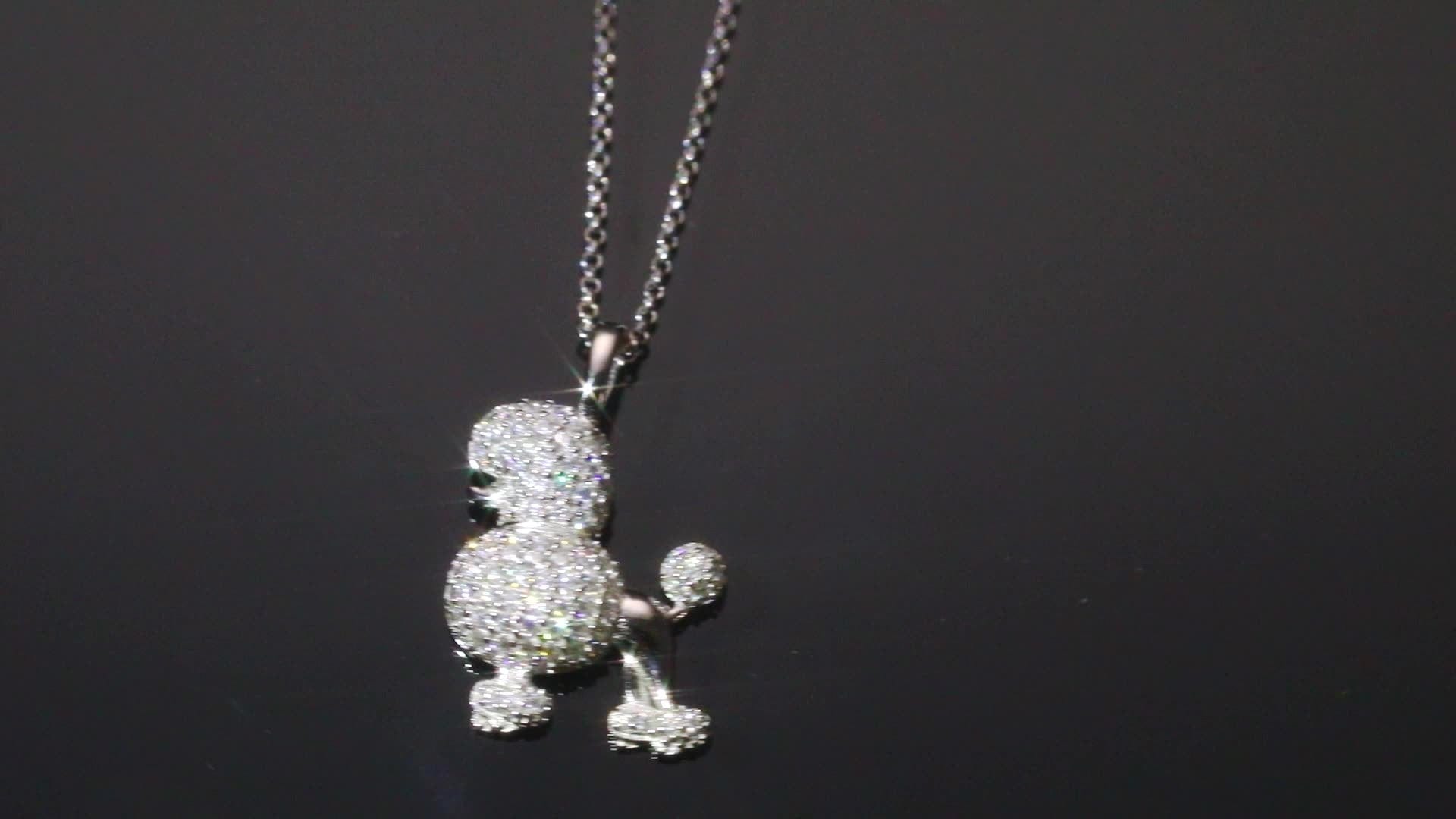 Dog Charm Jewelry 18K Gold Plated Silver Pendant Moissante Diamond Pendant