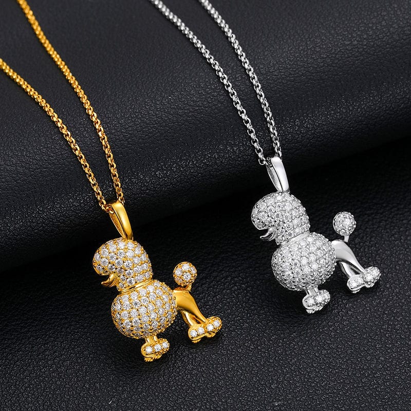 Dog Charm Jewelry 18K Gold Plated Silver Pendant Moissante Diamond Pendant