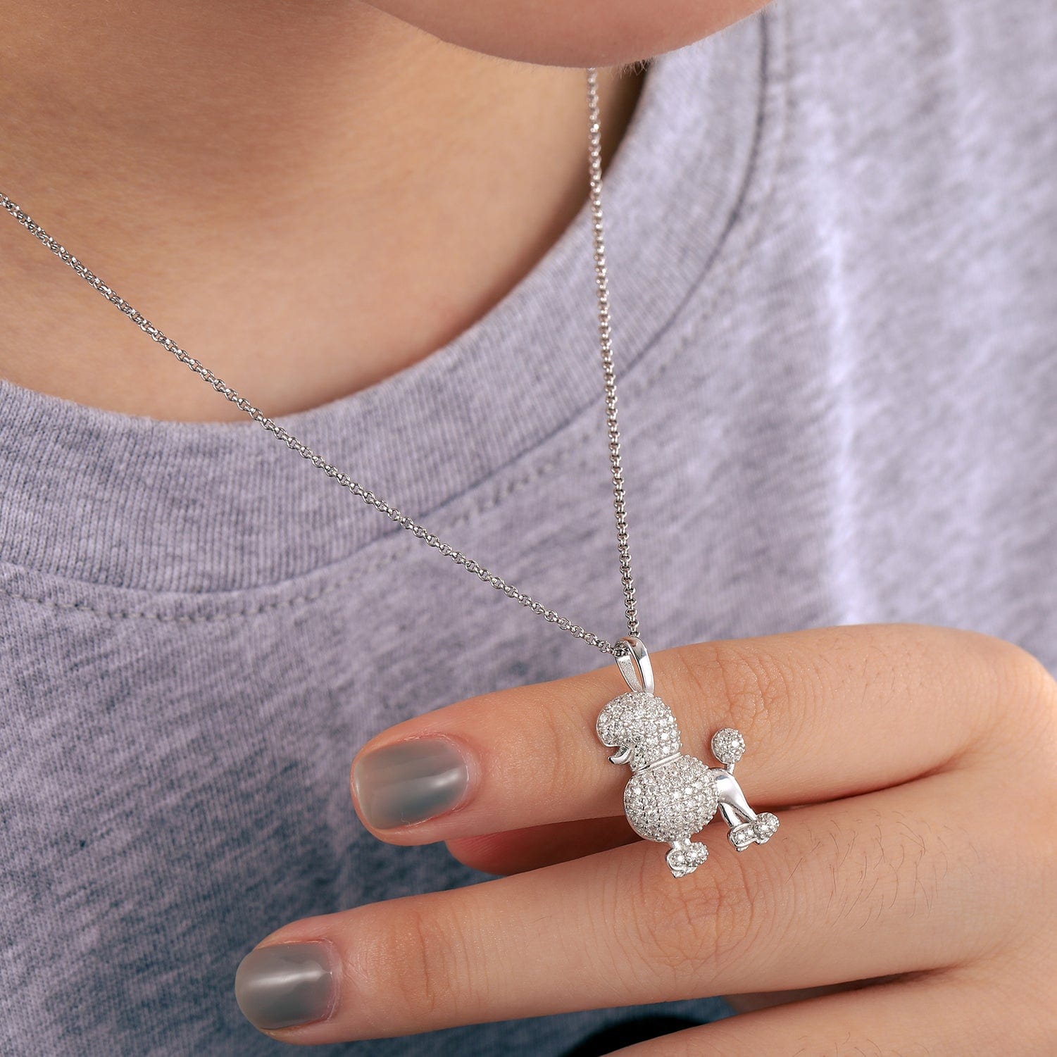 Dog Charm Jewelry 18K Gold Plated Silver Pendant Moissante Diamond Pendant