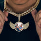 Drop Shipping Hip Hop Jewelry Sets Luxury 18K Gold Plated Custom Photo Wing Pendant With 12mm Miami Cuban Link Chain