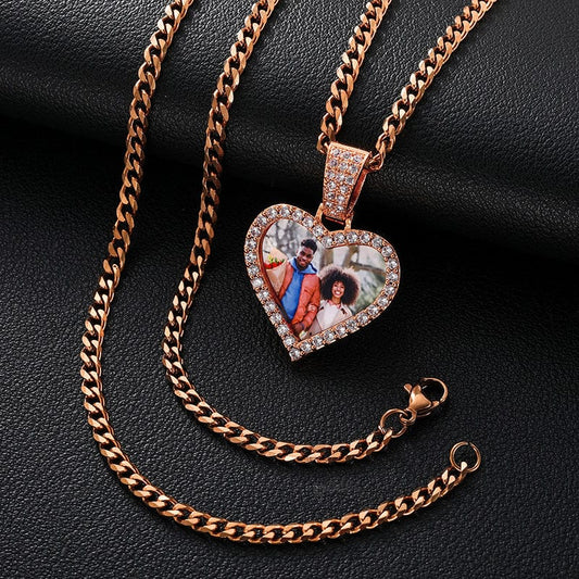 18K Gold Plated Heart Pendant - Iced Out Custom Necklace