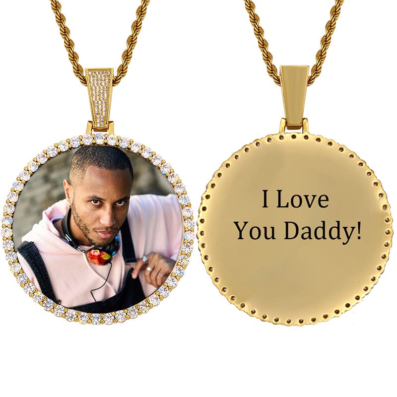 Engraved Name Big Size Sublimation Blanks Custom Photo Pendant Iced Out Diamond Charm Pendant Necklace