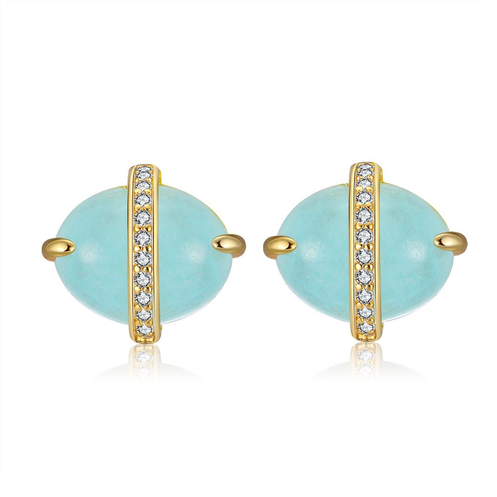 GME04-14K RINNTIN GM 100% Genuine Natural Aquamarine Set 925 Sterling Silver Necklace Gemstone Jewelry Set for Women Girls
